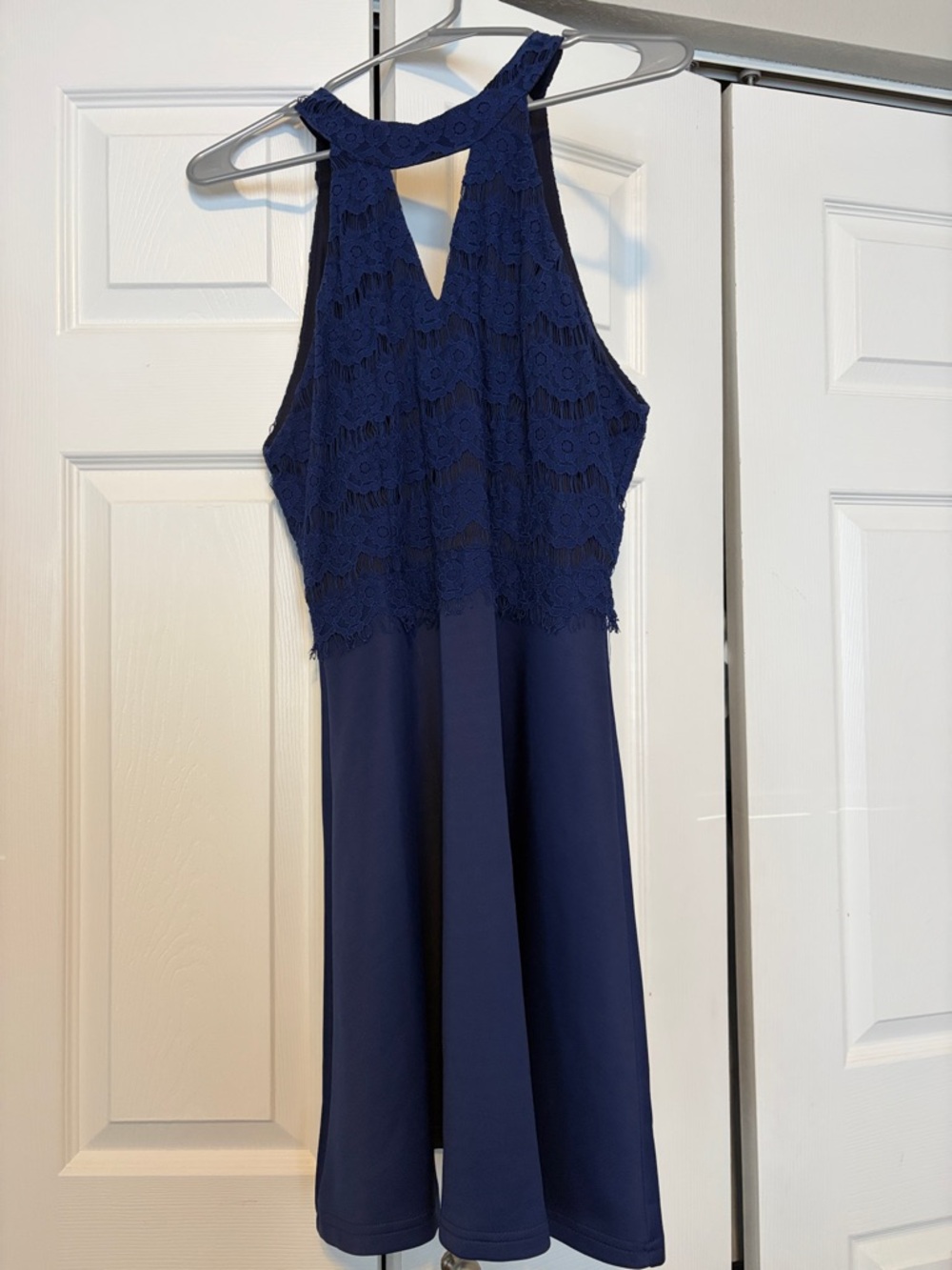 Francesca's Collections Navy Blue Lace Mini Dress